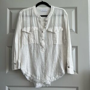 Carly Jean Los Angeles Ivory Textured Blouse